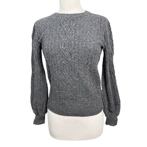 Women's LAUREN Ralph Lauren Gray Cable Knit Crew Neck Sweater SP